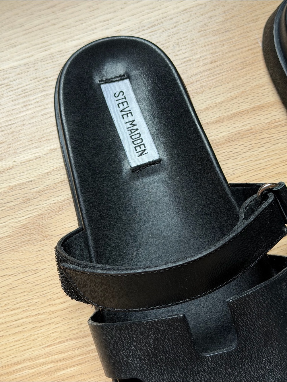 Steve Madden Black Cutout Slide Sandals - Picture 3 of 6